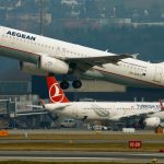 Aegean Airlines Airbus A320 aircraft takes off from Zurich Airport